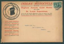 1905 Indian Motorcycles Hendee Manufacturing Co Indian Cycles Envelope Logo USA picture
