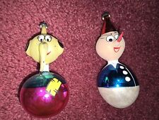 Rare Vintage Hand Painted Glass Ornaments Lot Of 2 (Possible De Carlini?) picture