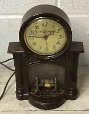 Vintage MasterCrafters Fireplace Lighted Motion Clock Model 272 Bakelite Works picture