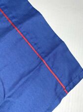 1 Vintage 70s Blue Red Pillowcase Muslin Solid Border Trim Lightweight Percale picture