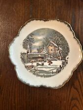 Vintage Collectible 4 Currier & Ives Winter Scene Plates Holiday Made in Korea picture
