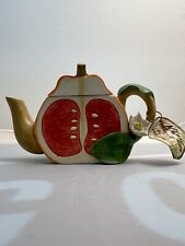 Miniature Ceramic Khien Teapot Red Grapefruit picture