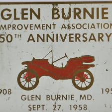 1958 Glen Burnie Improvement Association Antique Car Show Meet Maryland Plaque picture