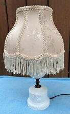 Vintage Victorian Style Bell Shaped Lamp Shade Beige Floral w/ Fringe picture