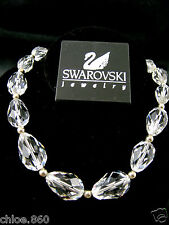SIGNED SWAROVSKI CUT FACETED CLEAR CRYSTAL RHODIUM NECKLACE NWT RETIRED RARE  picture