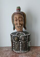 Stunning West African Bust - Wood, Metal, Beads, and Cowrie Shells Early 20th C. picture