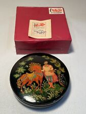 One Of A Kind Vintage 1974 Russian Palekh Lacquered Box With Original Box & Cert picture