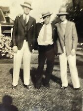 XF Photograph Slightly Blurry Group Men Wearing Straw Hats 1930's picture