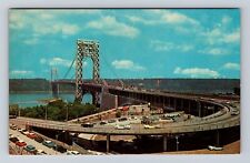 Fort Lee NJ-New Jersey, George Washington Bridge, Hudson River, Vintage Postcard picture