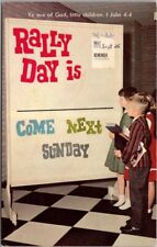 RALLY DAY Sunday School Church Religious Postcard Bible Verse John 4:4 / 1966 picture