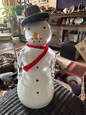 Handcrafted Handblown Christmas Art Glass HEAVY Snowman Top Hat Figurine 8.25