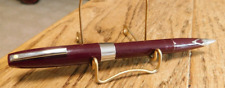 vintage Sheaffer White Dot Fountain Pen, Maroon and Silver Trim Cartage Style. picture