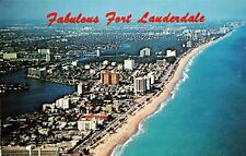 Fabulous Fort Lauderdale FL Aerial view of Beach Vtg Postcard picture