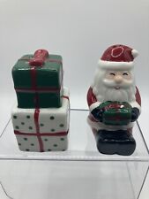 Vintage Ceramic Handpainted  Santa & Gift Boxes Salt & Pepper Set   EUC picture