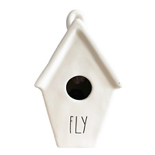 Rae Dunn 2019 Fly Slanted Roof Ceramic Bird Birdhouse White HTF picture