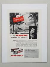 1956 Trailways Bus Tours Travel Tropical Beach Trip Folder Vtg Magazine Print Ad picture