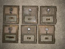6 Vintage US Post Office Brass PO Box Doors Numbered  Dial Combo 4 1957, 2 1966 picture