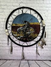 vtg hand painted over velvet end of the trail large wall hanging dream catcher picture