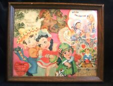 Vintage Framed Valentine Cards Montage 8 1/2 Inches by 10 1/2 Inches picture