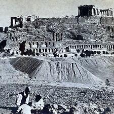 Antique 1909 The Acropolis And City Of Athens Greece Stereoview Photo Card V2876 picture