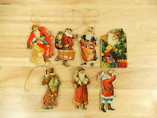 Vintage 1977 Merrimack Santa Clause  Double Sided Christmas Ornaments Set of 7 picture