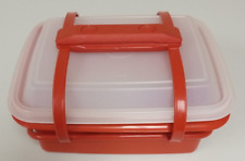 Vintage Tupperware Mini Pack N Carry Child's Lunch Box #1513 w/Handle - Red EUC picture