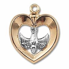 Religious Gifts Gold over Sterling Silver Tu-Tone Holy Spirit Dove Medal Pendant picture