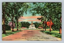 Denver, CO-Colorado, City Park & Thatcher Monument Vintage Souvenir Postcard picture