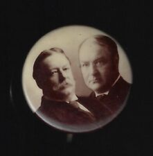 1908 Wm H Taft & James Sherman Jugate Prez Campaign Pin in Rich Sepia Coloration picture
