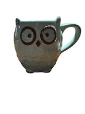 OWL Coffee Mug Owl Mug Turquoise Green Ceramic Stoneware Coffee Cup 3D picture