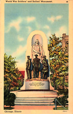 Chicago, Illinois-World War Soldiers' & Sailors' Monument Vintage Linen Postcard picture