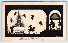 HERZLICHE WEIHNACHTSGRUSSE Merry Christmas Silhouette ELSBETH FORCK Cherubs picture
