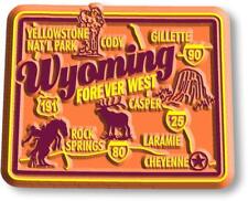 Wyoming the Forever West State Premium Map Fridge Magnet picture