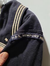 AA Mens US NAVY Sailor vintage Uniform Jumper Wool Mans Blue U.S.S. Newport News picture