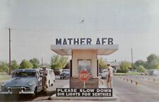 1950's Main Entrance Gate Mather AFB, Mather Field, Calif. Vintage Postcard P101 picture