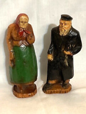 Vintage 1940s Syrocco Judaica Wood Carved Figurines Judaica Rabbi & Woman 5