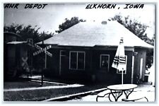 c1960's  ANR Depot Elkhorn Iowa Vintage Train Depot Station RPPC Photo Postcard picture