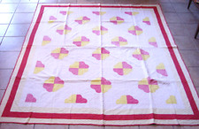 AA+ AMERICAS ANTIQUES VINTAGE  TOUCHING HEARTS APPLIQUED QUILT 1930S picture