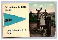 Vintage 1913 Pennant Postcard Holiday Dutch Children in Dallas County Iowa picture