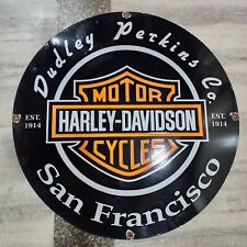 HARLEY DUDLEY PORCELAIN ENAMEL SIGN 30 INCHES ROUND picture