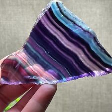 Top Natural Rainbow fluorite Slab Slice quartz crystal mineral specimen 124g A35 picture