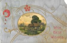 Beautiful Home Among The Trees, With Best Wishes Embossed Postcard picture