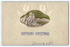 c1905 Birthday Greetings Art Nouveau Hand Cancel RFD Embossed Antique Postcard picture