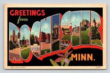 Rochester Minnesota Large Letter Greetings From Linen Postcard 1947 picture