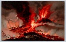 Disaster~Volcano Erupting In Napoli Italy~Vintage Postcard picture