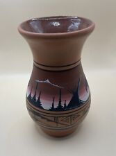 Charles Navajo Signed Etched Pottery Vase 7-3/8