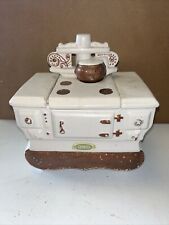 RARE Vintage McCoy 9” White Cook Stove With Bronze Accents Cookie Jar picture