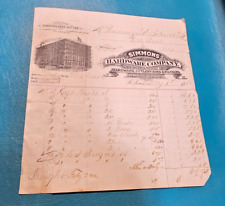 Antique  Ephemera Letterhead Billhead  SIMMONS HARDWARE KEEN KUTTER 2/1/1881 picture