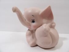 Old Porcelain Bisque Playful Baby Pink Elephant Figurine Ring Holder ~ 3