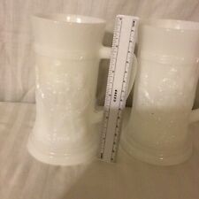 Vintage Milk Glass Steins Mugs Cups Set of Two picture
